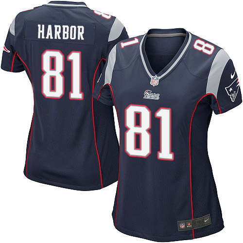 Women's Game Clay Harbor Nike Jersey Navy Blue Home - #81 NFL New England Patriots